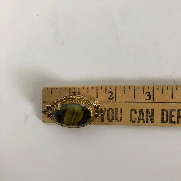 Vtg Tiger Eye  Brooch - Picture 9 of 9